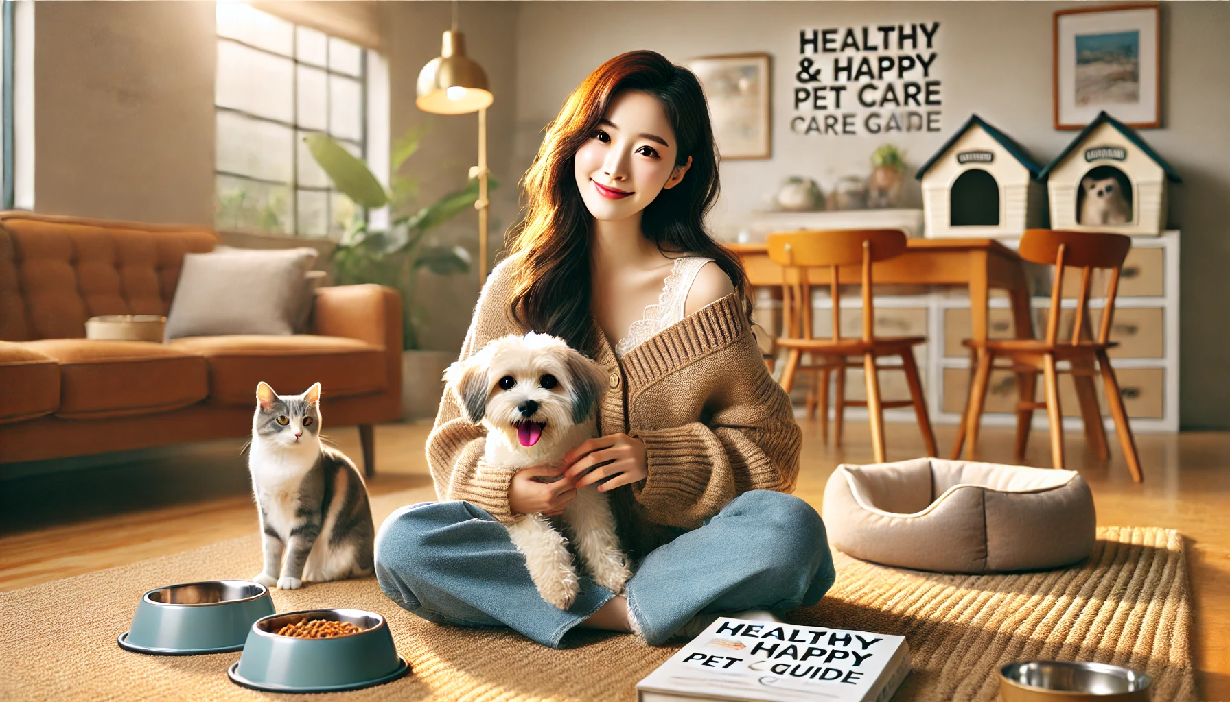 반려견·반려묘와 행복하게 있는 이미지