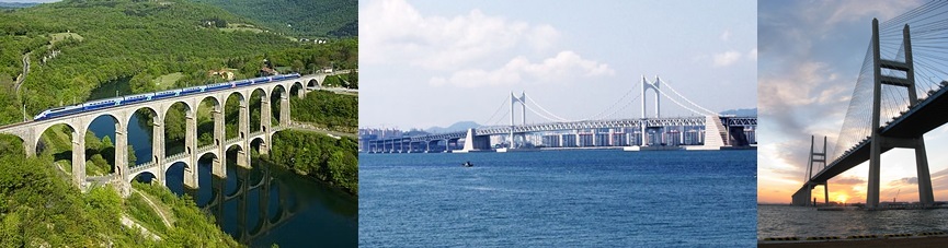 아치교&#44; 현수교&#44; 사장교 3가지 사진캡쳐 화면