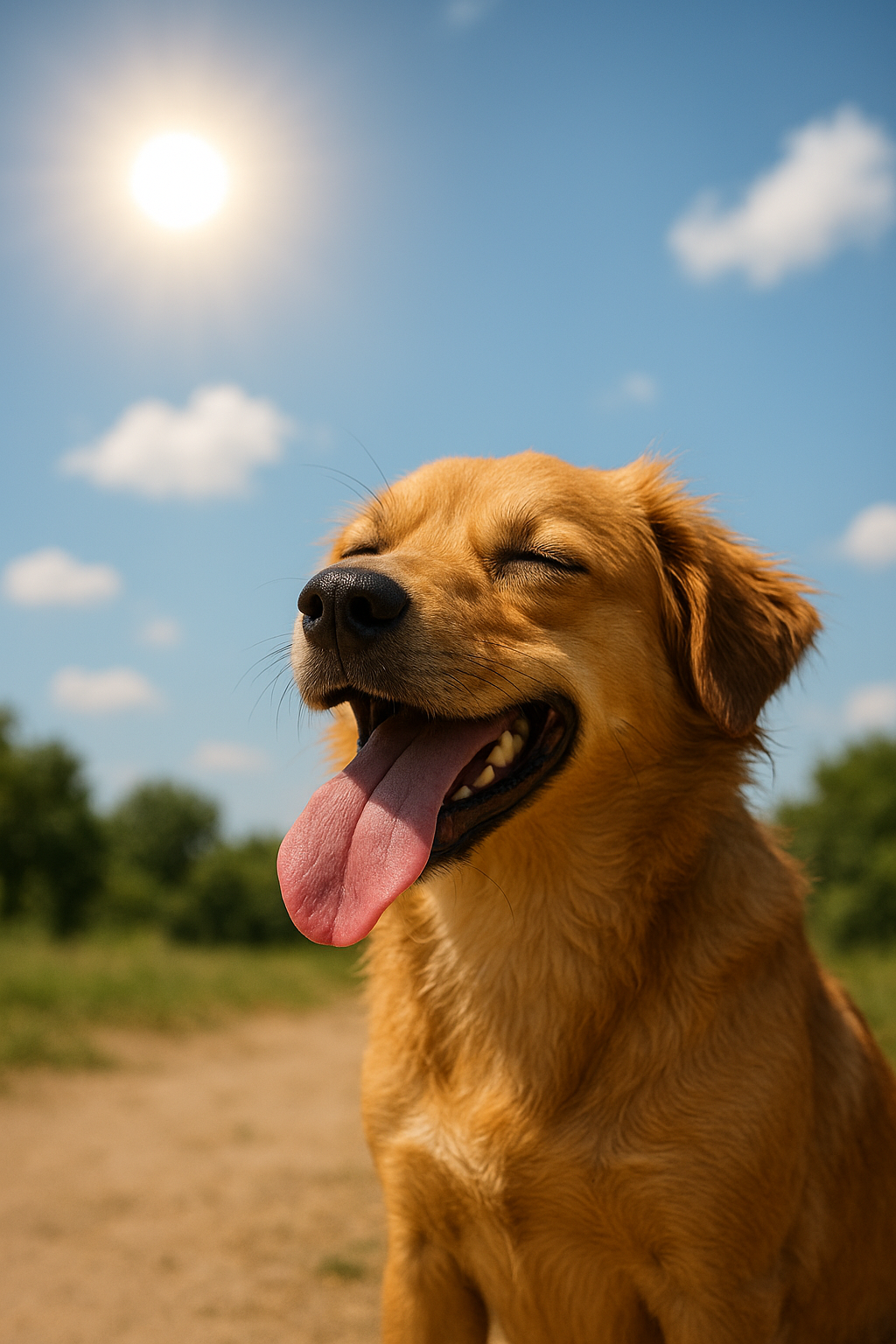 더위에 지친 강아지 사진