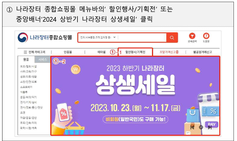 나라장터 종합쇼핑몰 상생세일 60% 할인