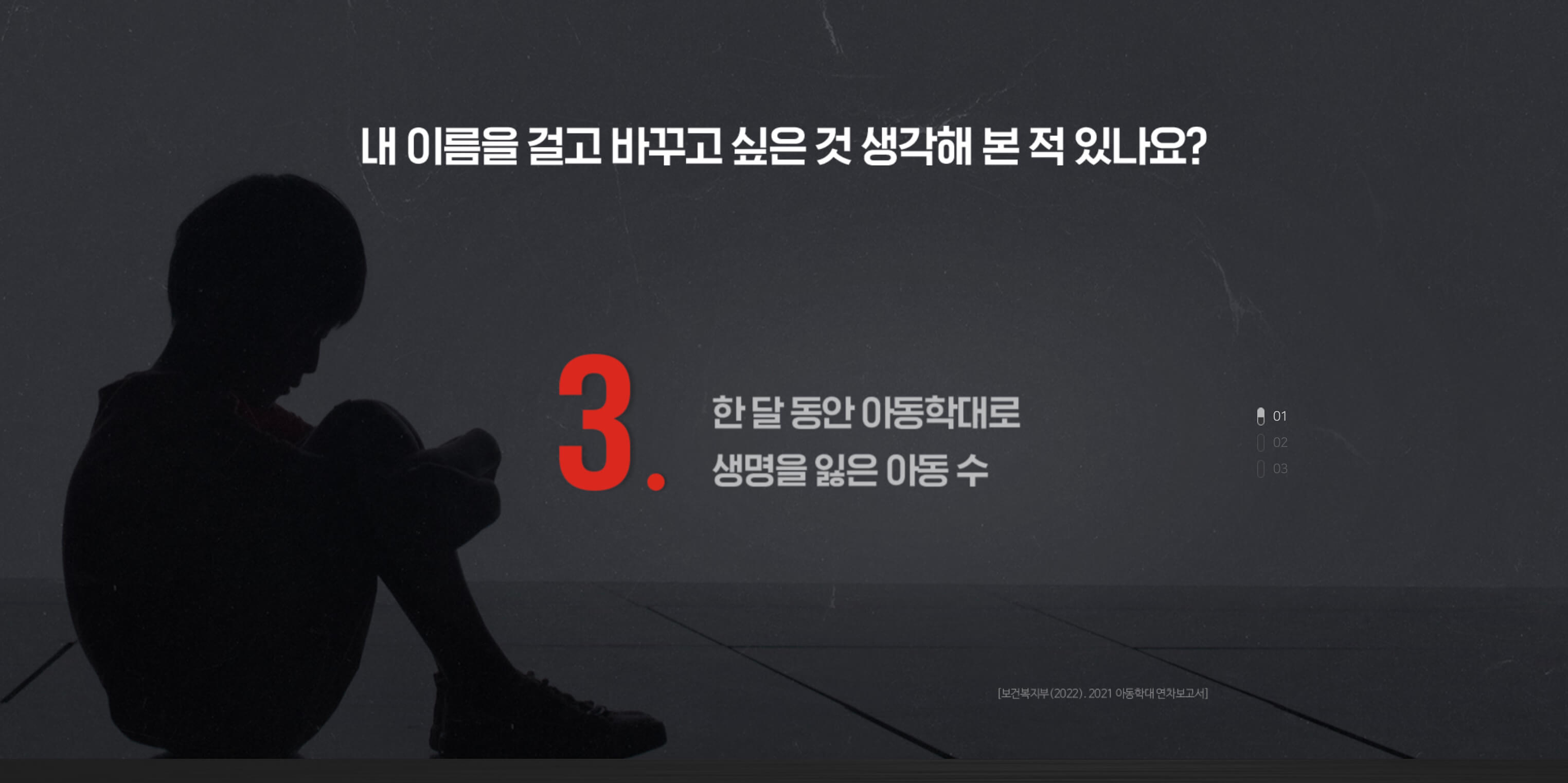 3. 한 달 동안 아동학대로 생명을 잃은 아동 수