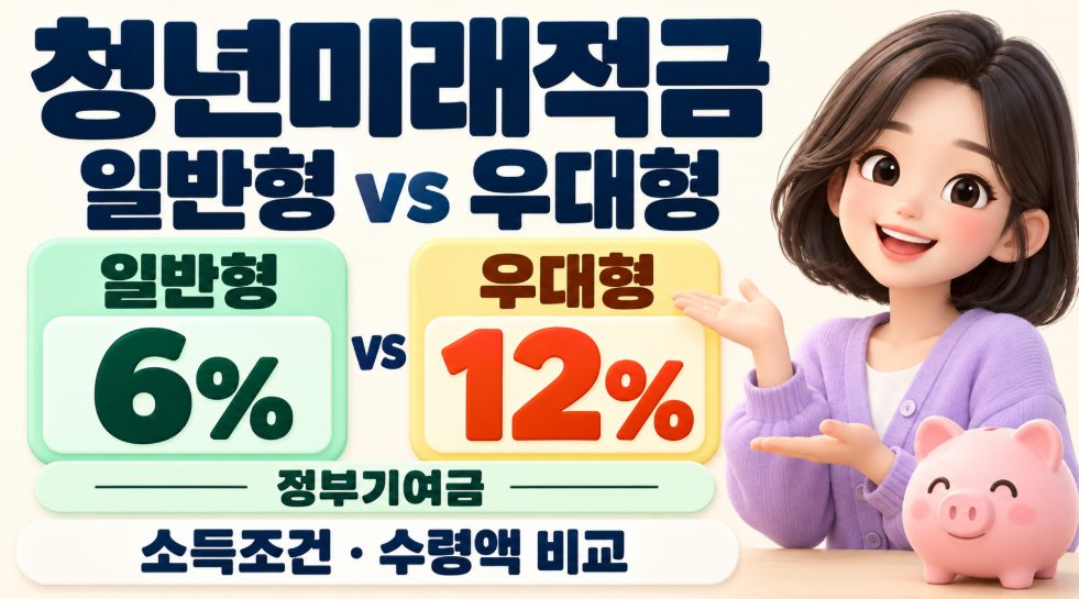 청년미래적금 일반형 vs 우대형 차이 총정리｜정부기여금 6%&middot;12%&middot;연봉 3600만원&middot;6000만원&middot;중위소득 기준
