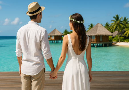 신혼부부의 기념일 여행 사진