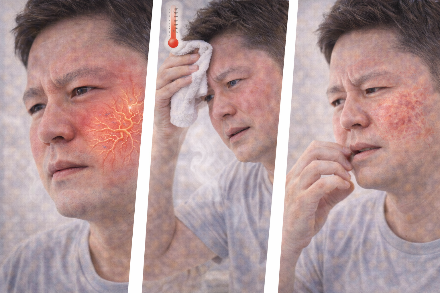 얼굴 붉어짐 원인(혈관확장, 온도변화, 피부염) 관련 사진