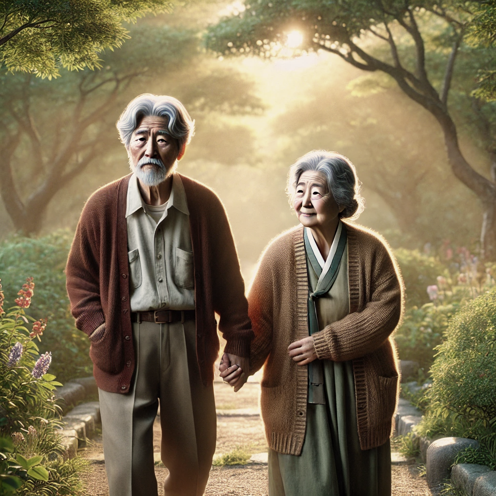 노부부가 산책하는 모습