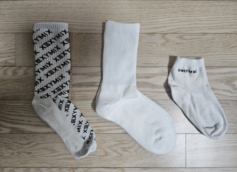 리투양말(LI2)-데일리양말-일반단목양말-일반중목양말-비교