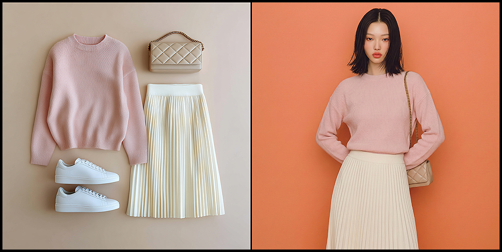 구도 고정 및 특정 아이템 선택 착장 결과 2_Midjourney &amp; Nano Banana