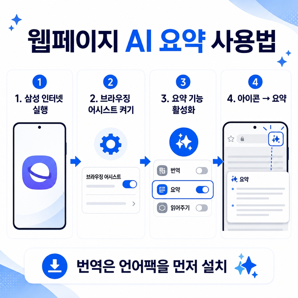 삼성 인터넷 웹페이지 요약 설정과 사용 순서