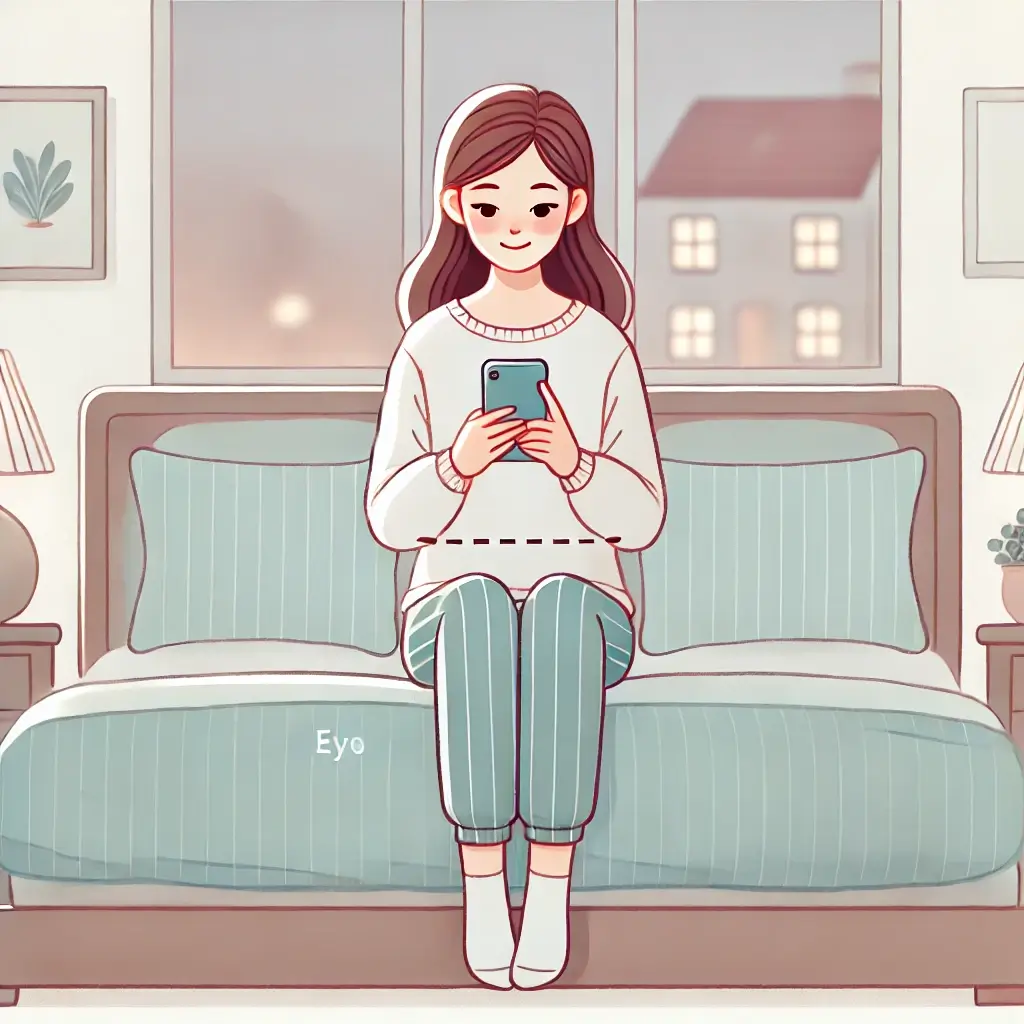 디지털 기기 바른 자세로 사용하는 여자아이