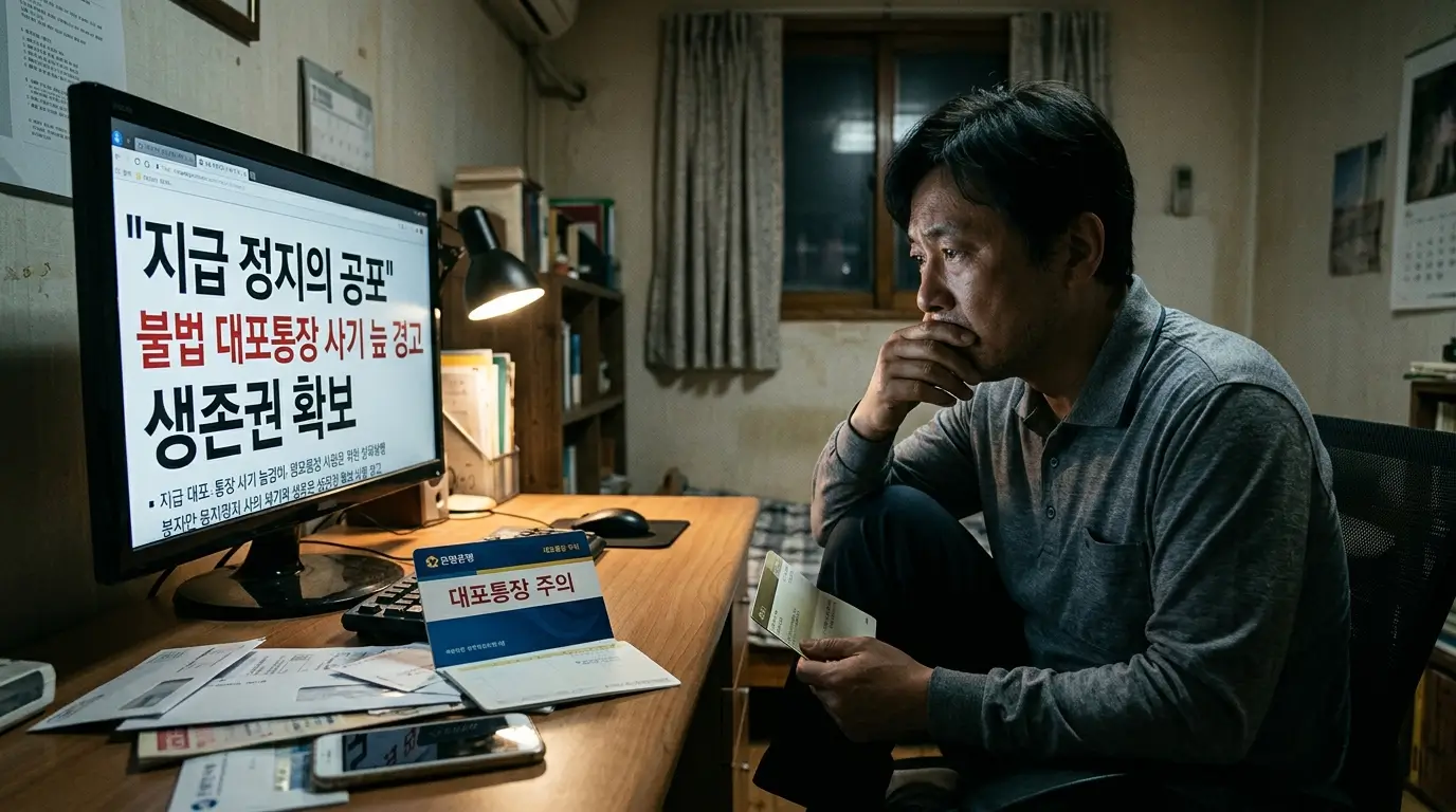 지급 정지의 공포 불법 대포통장 사기 늪 경고 및 생존권 확보