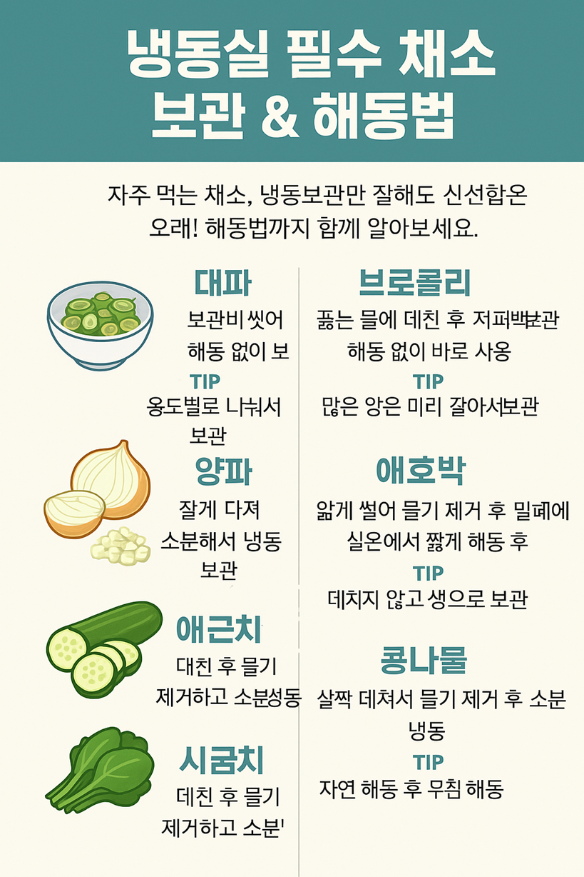 냉동실 필수 채소 보관 & 해동법