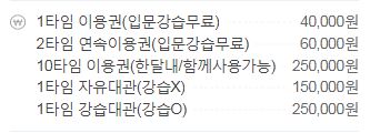 서핑존 가격