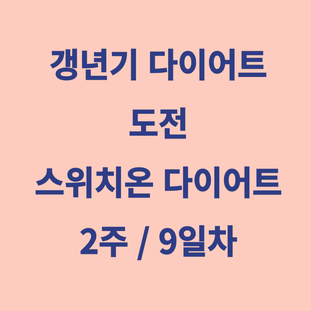갱년기 다이어트 스위치온 2주 9일차