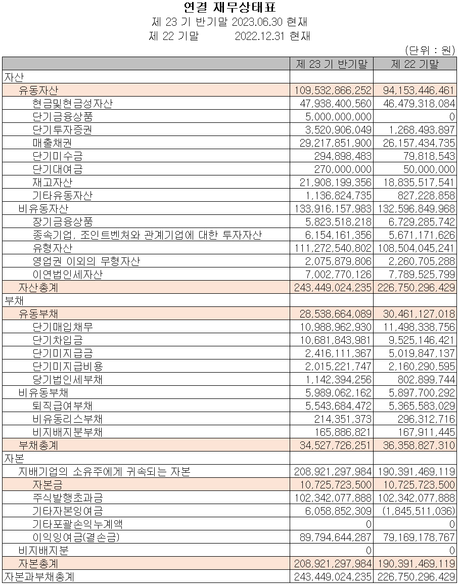 에스앤테스텍 - 재무상태표