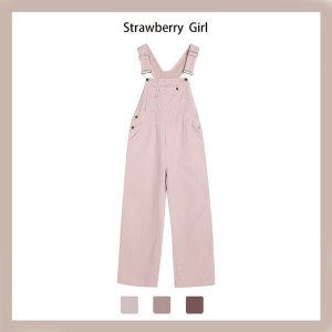 핑크 멜빵바지 와이드 루즈핏 가을