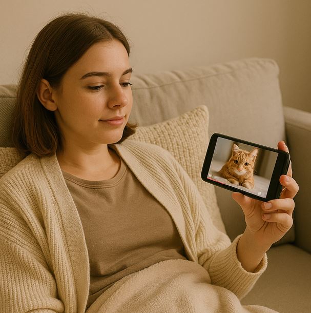 고양이 유투브를 시청 중인 모습