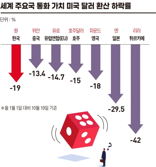 세게 주요국 통화가치 하락률