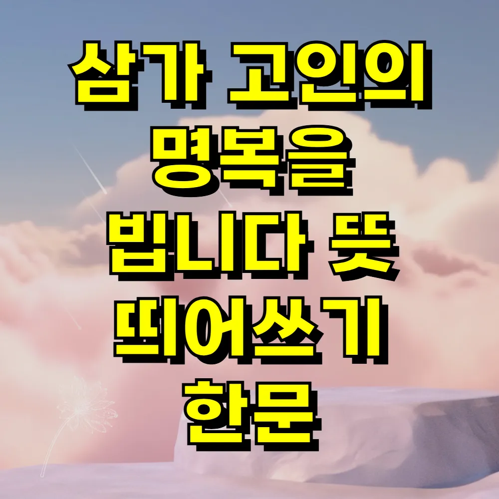 삼가 고인의 명복을 빕니다 뜻 띄어쓰기 한문