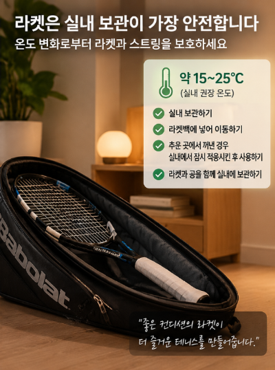 겨울철 테니스 라켓 보관, 차 안에 두면 왜 스트링이 더 뻣뻣하게 느껴질까?
