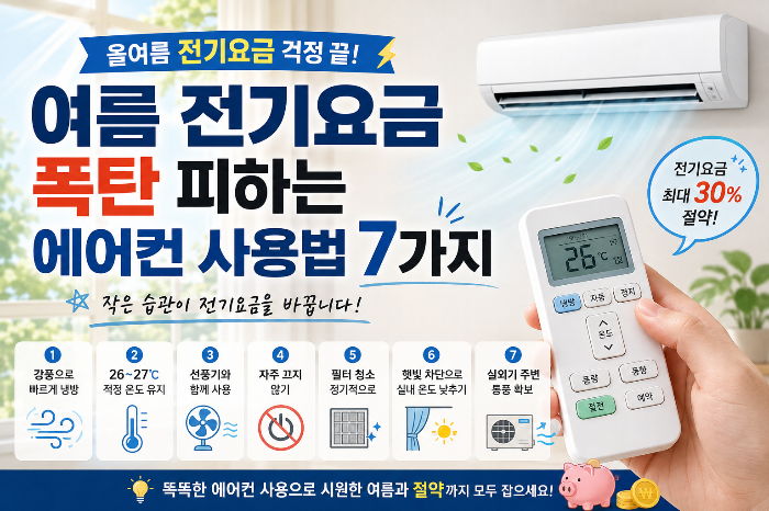 여름 전기요금 폭탄 피하는 에어컨 사용법 7가지