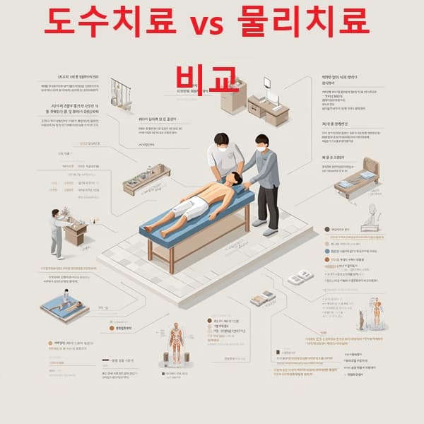 도수치료와 물리치료의 차이를 비교한 인포그래픽