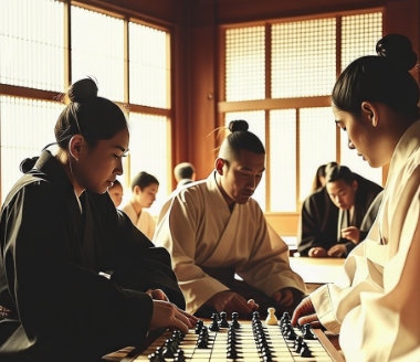 옛날 바둑을 두고있는 선조들
