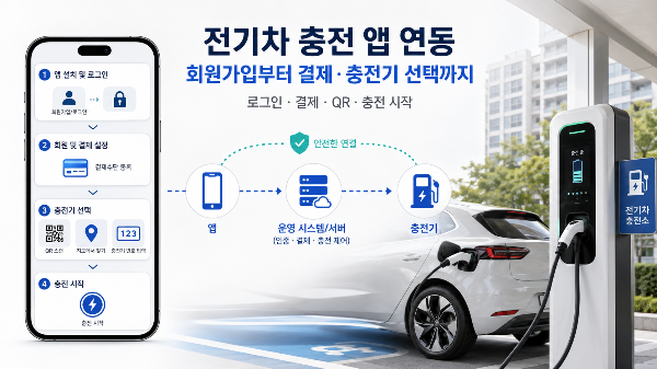 전기차 충전 앱의 회원가입과 결제, 충전기 선택 및 충전 시작 과정 안내