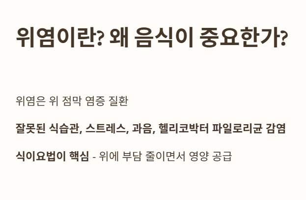 위염이란? 왜 음식이 중요한가?