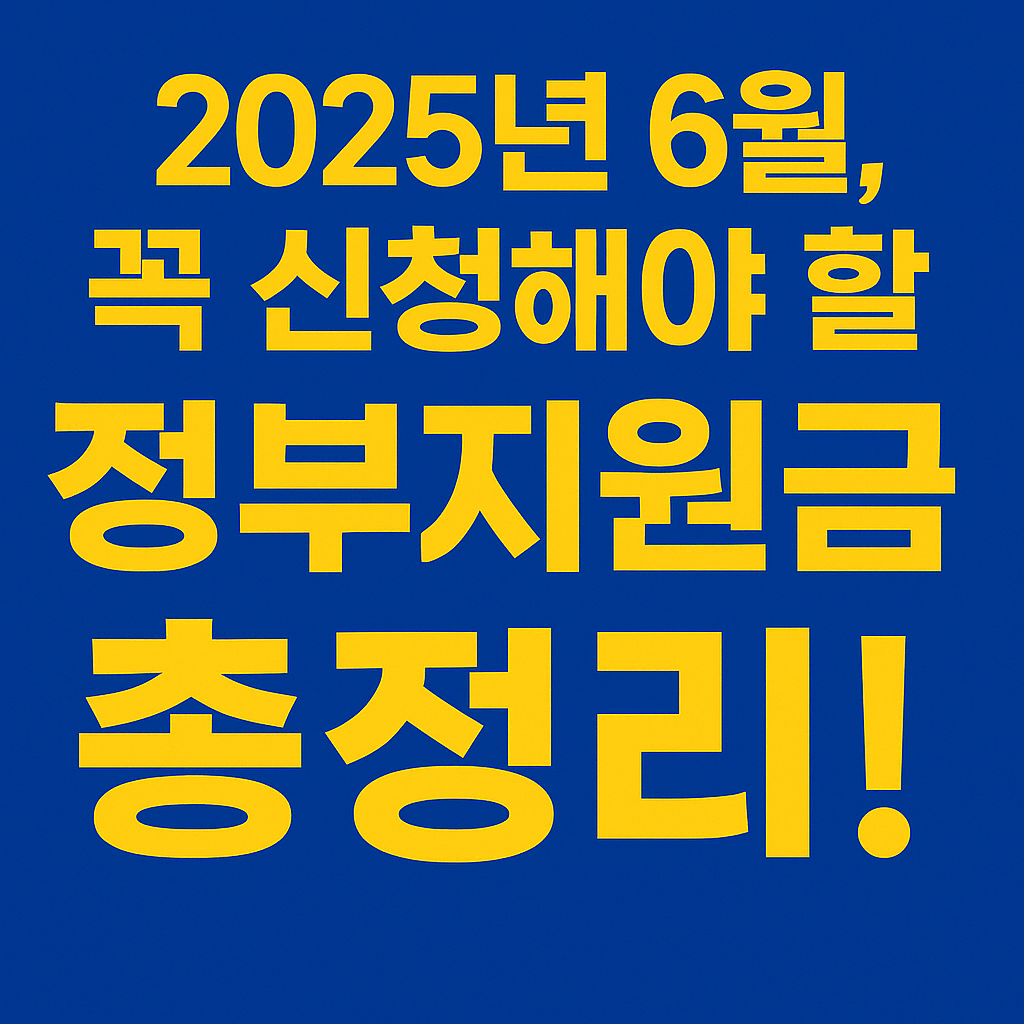 2025년 6월, 꼭 신청해야 할 정부지원금 총정리!
