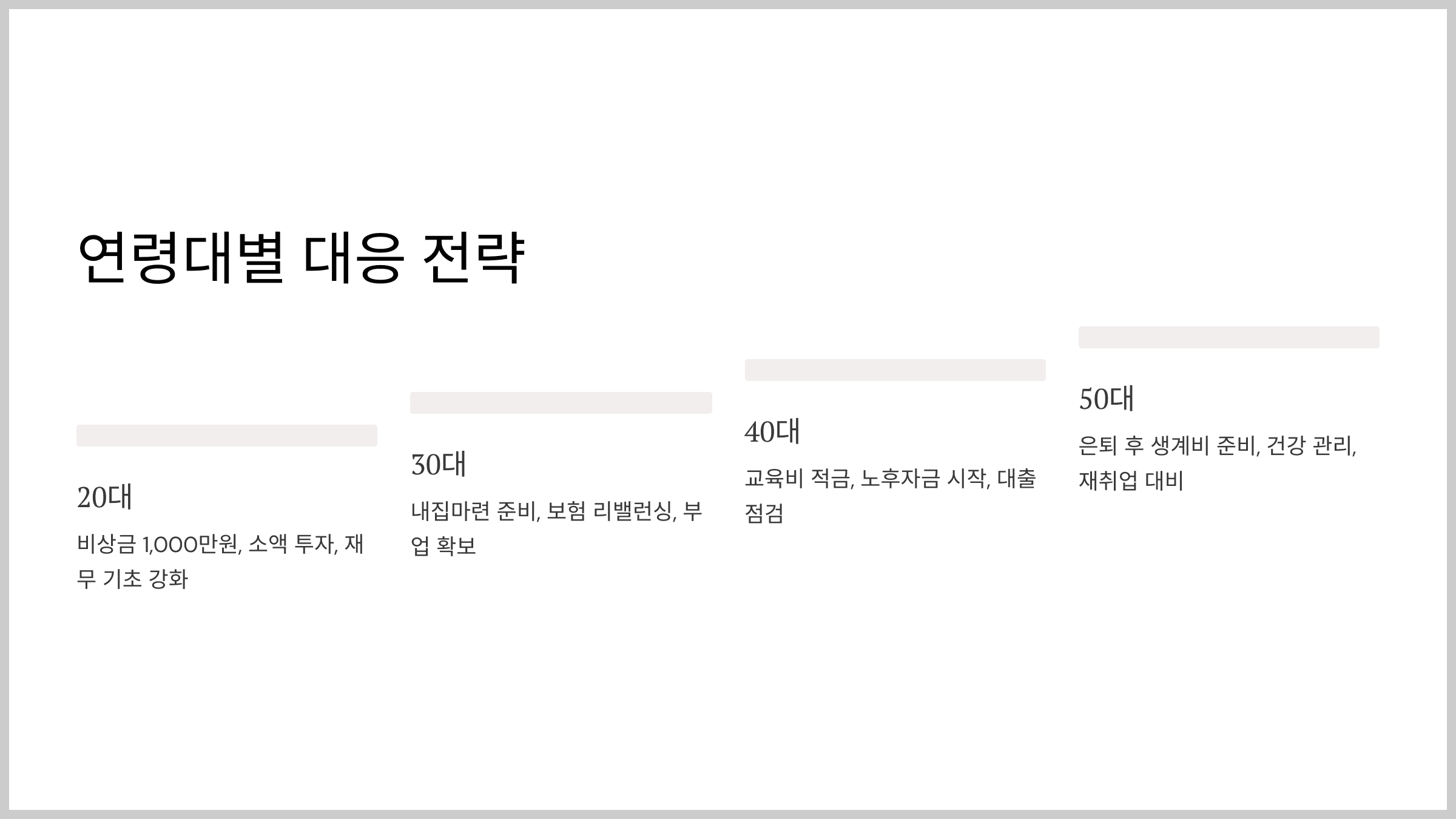 연령대별 대응 전략