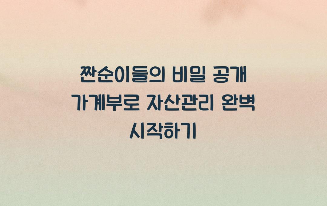  짠순이들의 비밀 공개! 효율적인 가계부 시스템으로 자산관리 시작하기