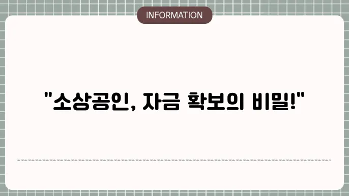 소상공인 트별융자 지원사업: 자금 확보 전략
