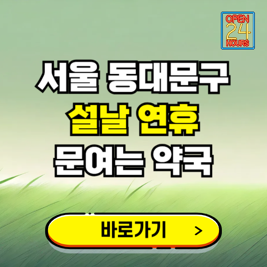 서울 동대문구 설날 연휴 문여는 약국 ❘ 24시 비상 당직 일요일 밤에 문여는 곳