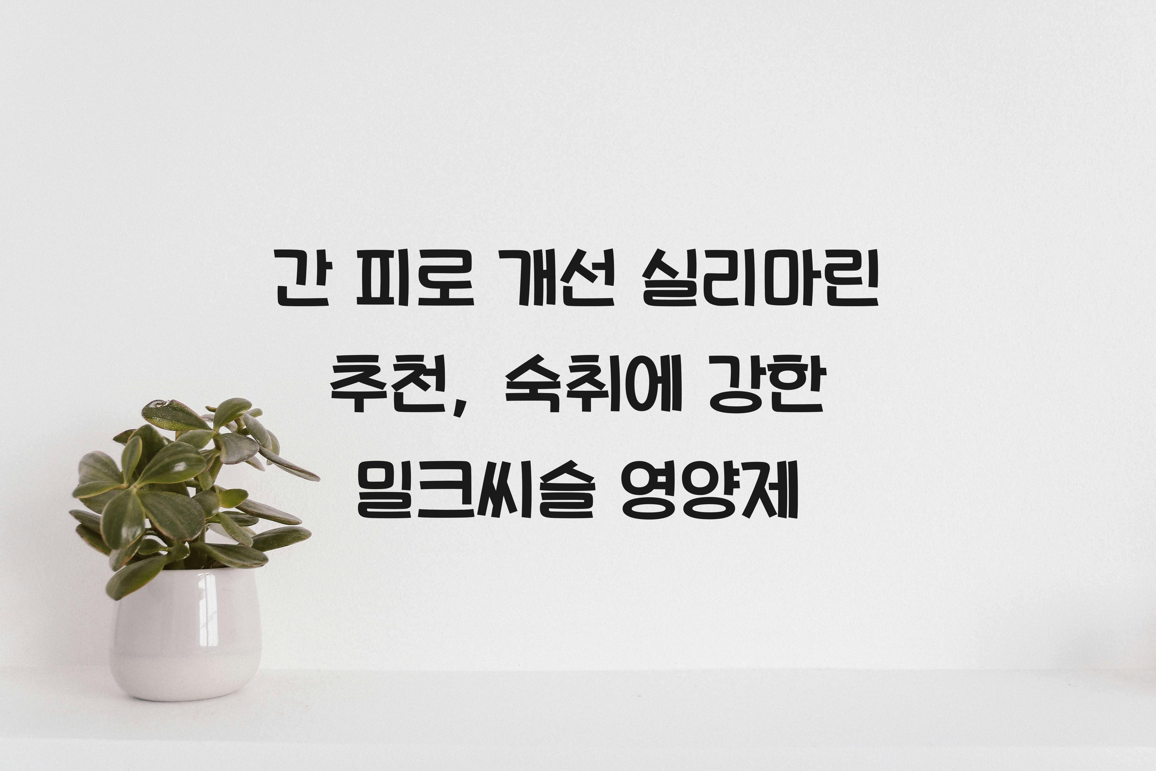 간 피로 개선 실리마린 추천