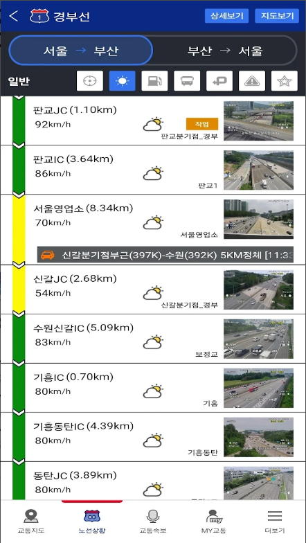 실시간 교통상황, 고속도로 교통정보 CCTV