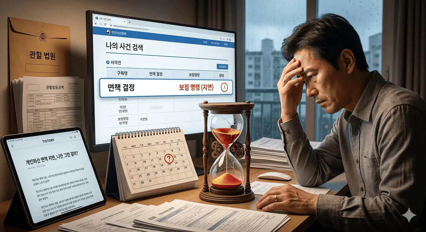 개인파산 면책지연으로 고민하는 모습