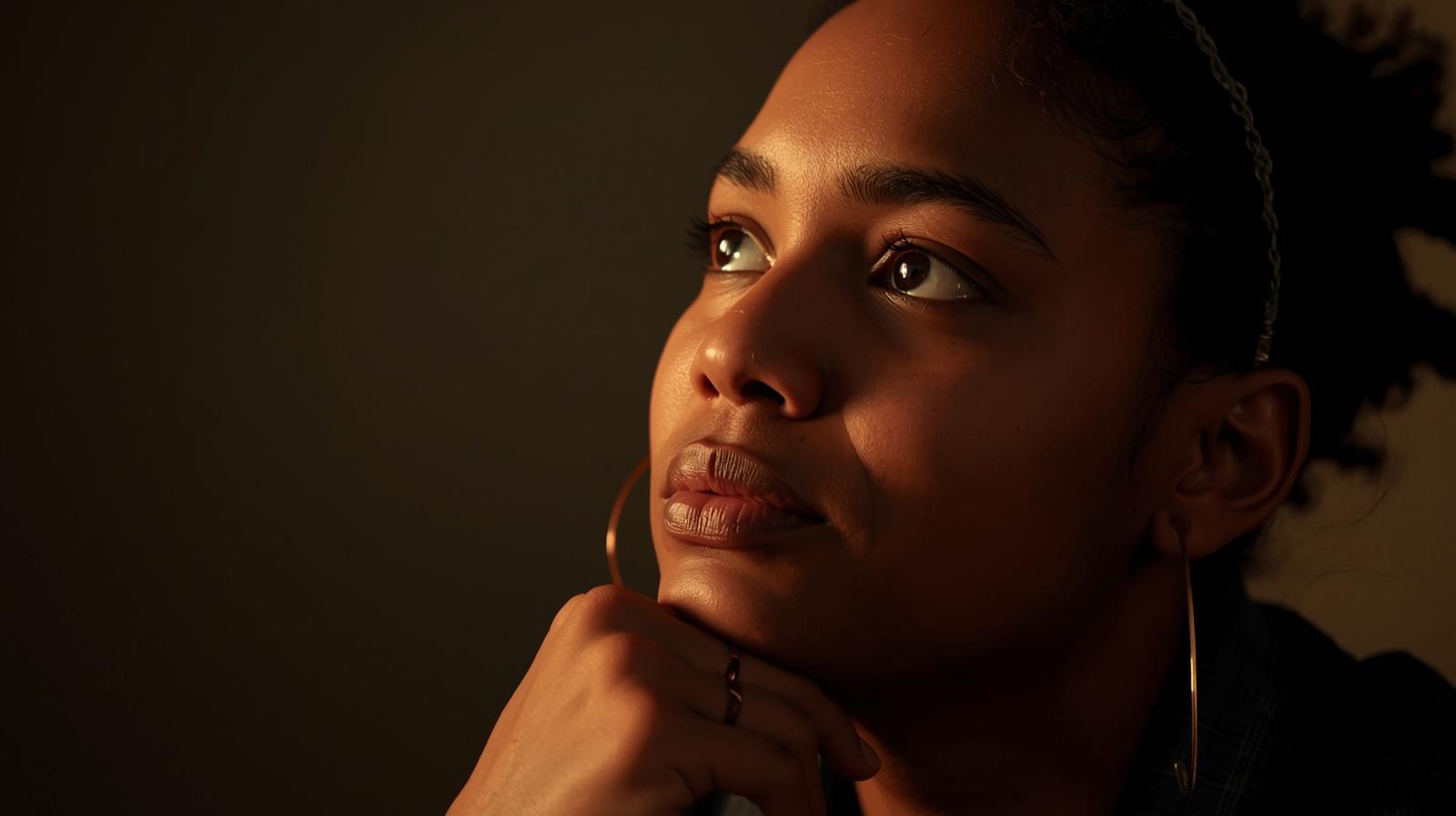 자신의 정체성을 긍정적으로 인식하며 변화를 다짐하는 사람의 모습