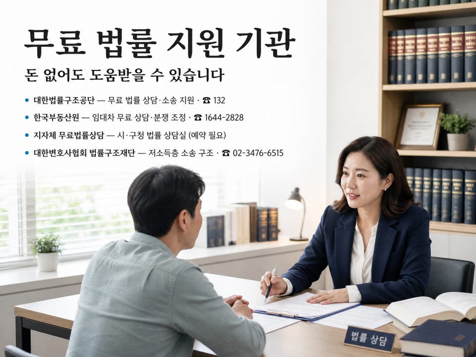 무료 법률 지원 기관 — 돈 없어도 도움받을 수 있습니다