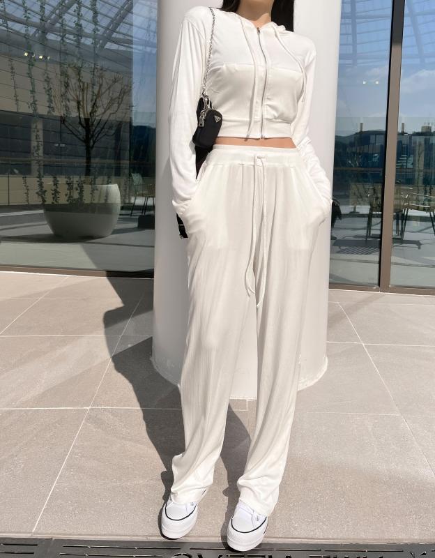 꾸안꾸 트레이닝 세트 크롭 후드집업 롱팬츠 츄리닝