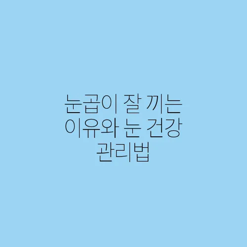 눈곱이 잘 끼는 이유와 눈 건강 관리법