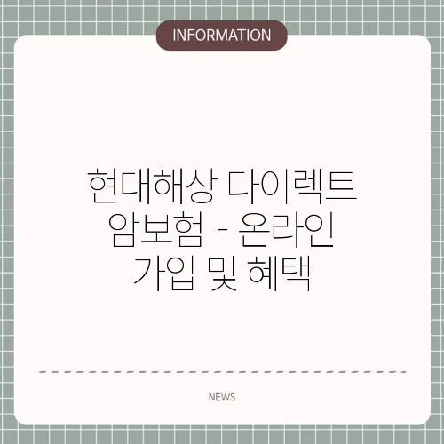 현대해상 다이렉트 암보험 - 온라인 가입 및 혜택