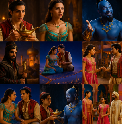 알라딘, 자스민 공주, 지니