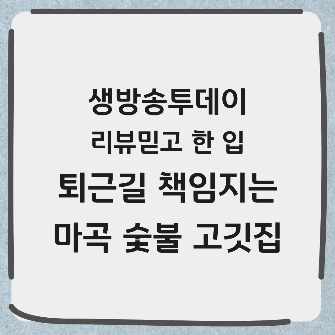 생방송투데이 리뷰 믿고 한 입 마곡 숯불구이 고기 맛집 정보