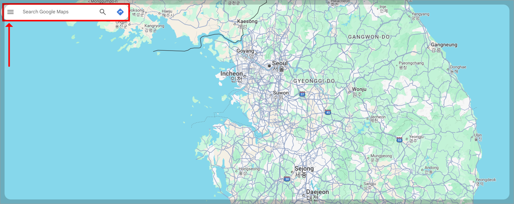 구글 지도 한글판 설정 방법(매우 쉬움)