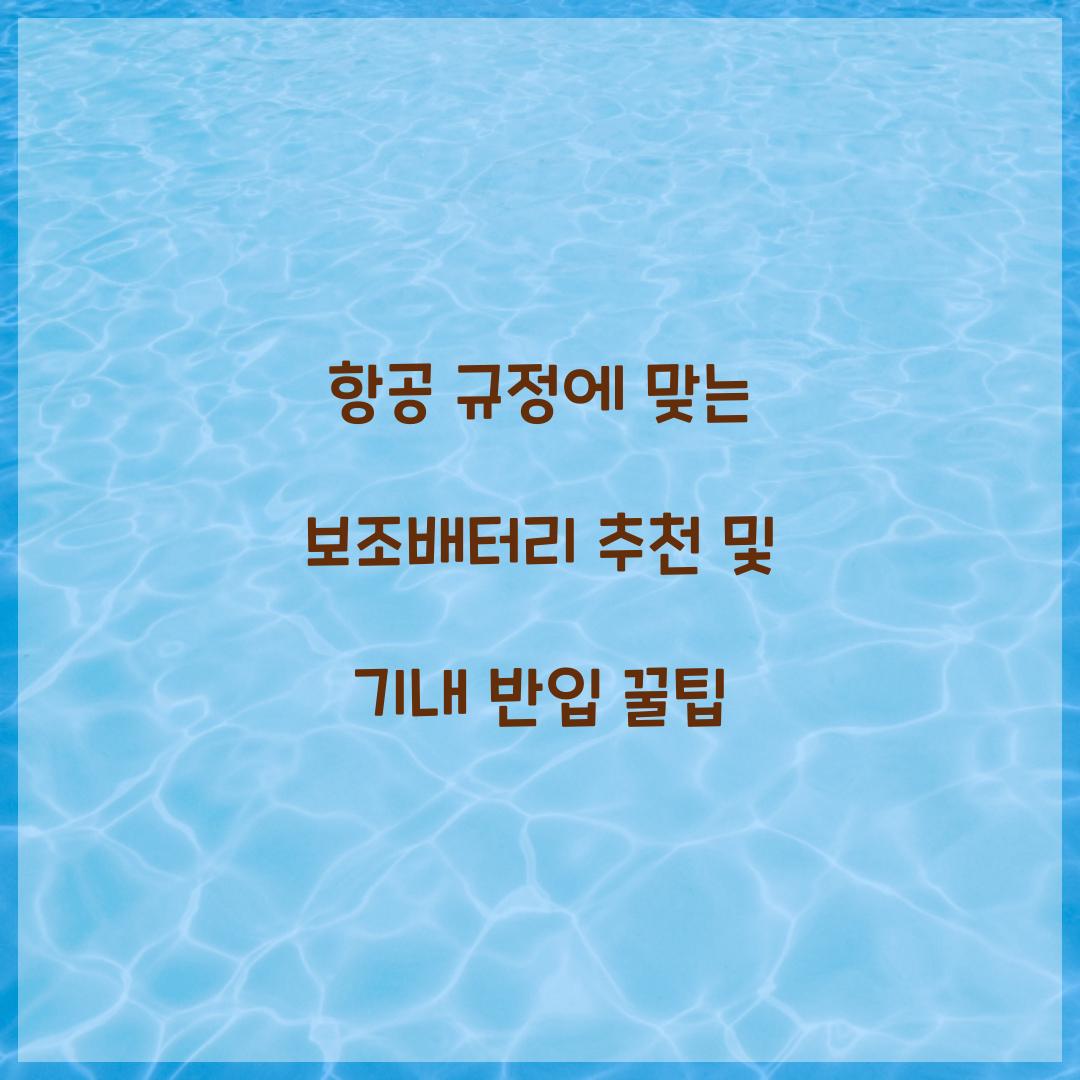 항공 규정에 맞는 보조배터리 추천