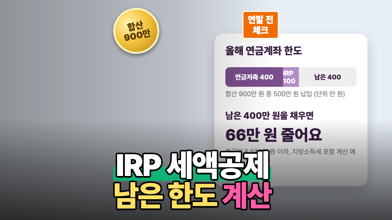 연금계좌 합산 900만 원 중 남은 한도 막대와 계산 예시