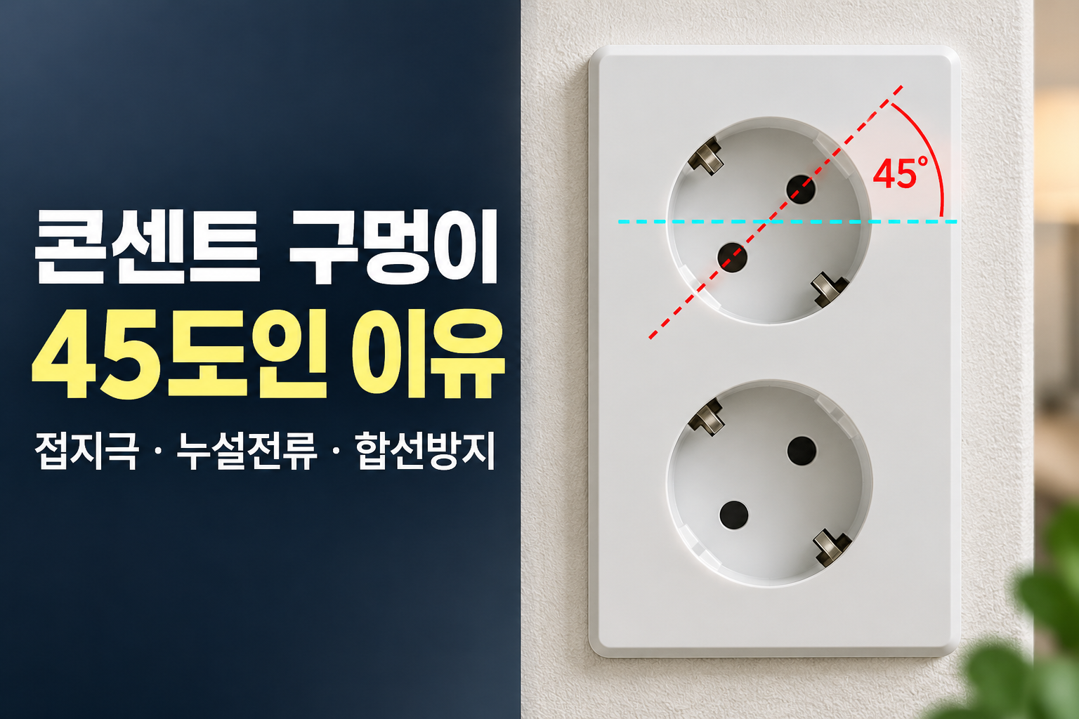 콘센트 구멍이 45도인 이유