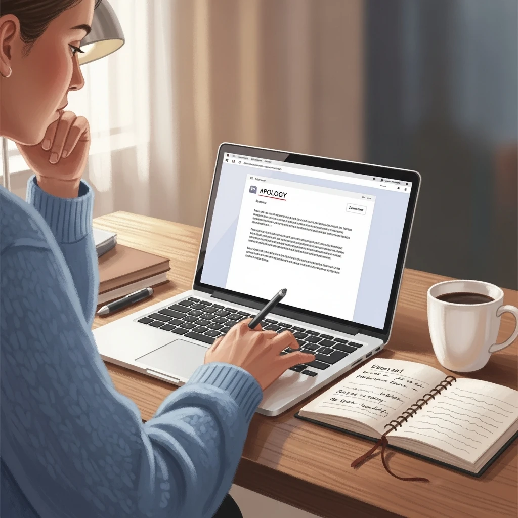 사과 이메일을 작성하는 모습