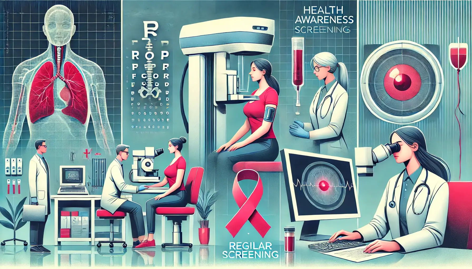 정기적인 검진의 필요성을 강조하는 초현실적인 수평 이미지