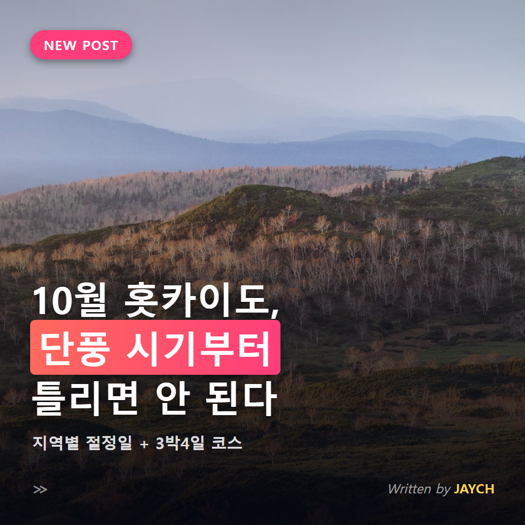 10월 홋카이도 단풍 시기 삿포로 3박4일 코스 썸네일 - 가을빛으로 물든 홋카이도 산자락